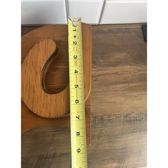 Vintage wooden cat tabletop decor with blue heart - Picture 5 of 7